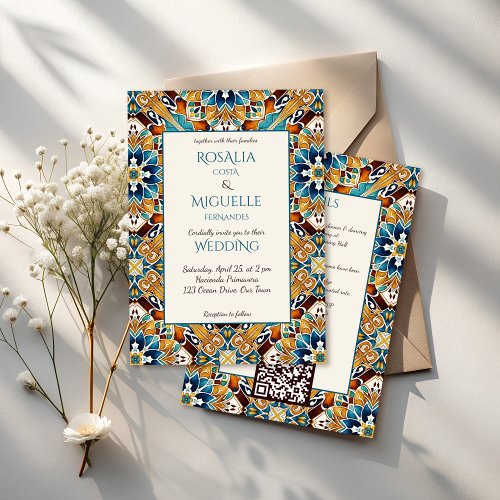 Talavera azulejo tile vintage Mexican wedding Invitation