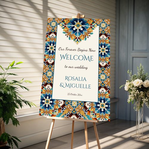 Talavera azulejo vintage Mexican wedding welcome Foam Board