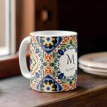 Talavera Azulejo vintage tile monogram  Coffee Mug<br><div class="desc">Azulejo blue Portuguese Talavera tiles vintage Mexican hacienda wedding  monogram printed paper cups template Mediterranean ornate Talavera tile pattern  cups personalized bridesmaid gifts bridal party favors favors for mom gifts for mother in law gifts for any occasion</div>