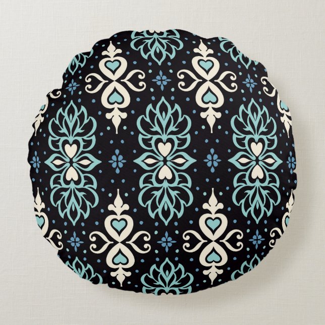 Talavera Azulejos Moroccan Tile Mosaic Round Pillow (Front)