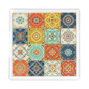 Talavera, Azulejos, Turkish mosaic wallpaper. Acrylic Tray