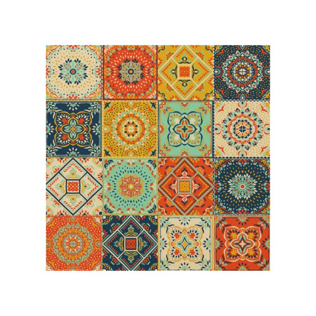 Talavera, Azulejos, Turkish mosaic wallpaper. Wood Wall Art (Front)