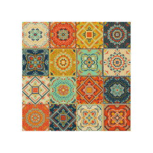 Talavera, Azulejos, Turkish mosaic wallpaper. Wood Wall Art