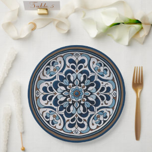 Talavera Blue and Brown Paper Plates