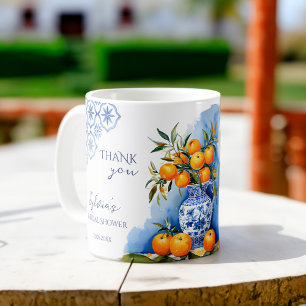 Talavera blue citrus bridal shower favors prizes coffee mug