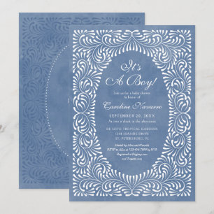 Talavera Boys Blue Fiesta Baby Shower Invitation