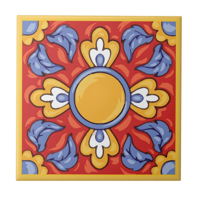 Talavera Ceramic Tile-2 Tile (Front)
