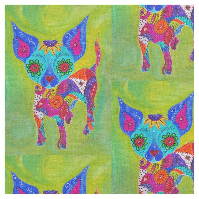 Talavera Chihuahua Fabric (Close Up)