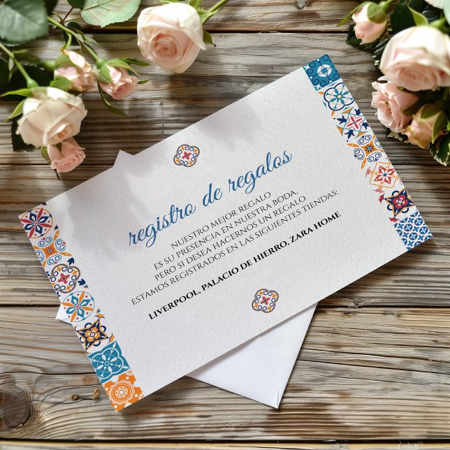 Talavera Colorful Floral Fiesta Spanish Wedding Enclosure Card (Talavera Colorful Floral Fiesta Spanish Wedding Enclosure Card)