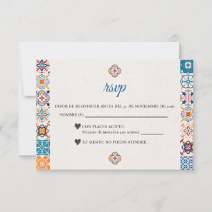 Talavera Colorful Floral Fiesta Spanish Wedding RSVP Card
