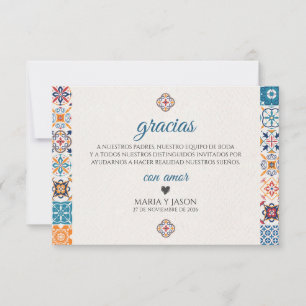 Talavera Colorful Floral Fiesta Spanish Wedding Thank You Card
