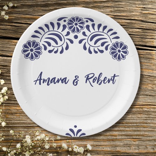 TALAVERA FLOWER PAPER PLATES