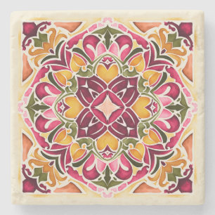 Talavera fuchsia tile vintage wedding favors stone coaster