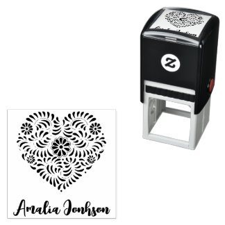 Talavera heart self-inking stamp