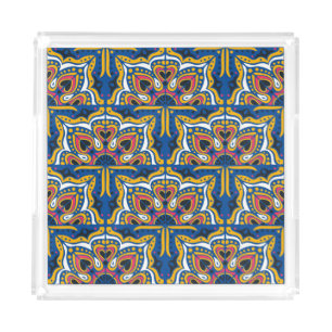 Talavera Indian Mosaic: Ceramic Seamless. Acrylic Tray