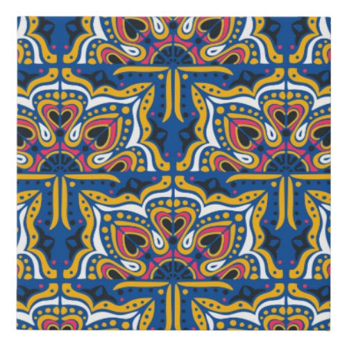 Talavera Indian Mosaic Ceramic Seamless Faux Canvas Print
