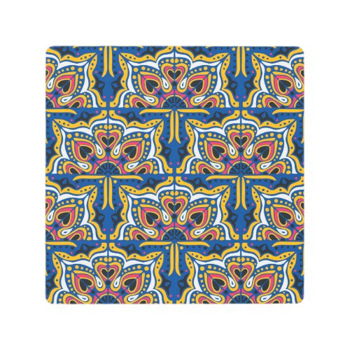 Talavera Indian Mosaic Ceramic Seamless Metal Print