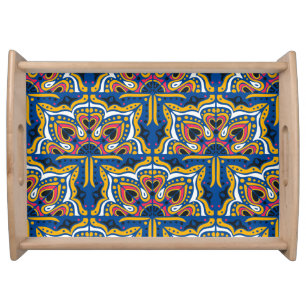 Talavera Indian Mosaic: Ceramic Seamless. Serving Tray