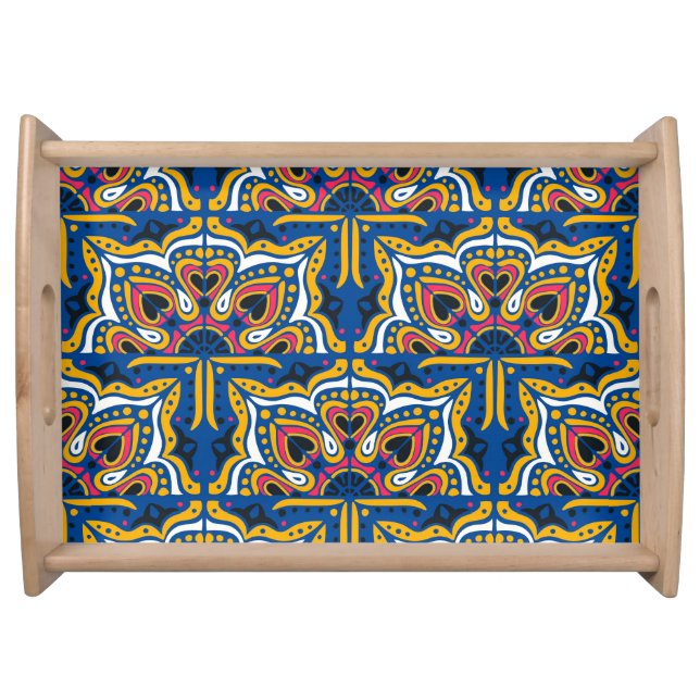 Talavera Indian Mosaic: Ceramic Seamless. Serving Tray (Front)