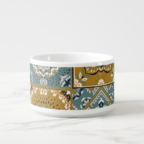 Talavera Indian Patchwork Ethnic Mosaic Bowl