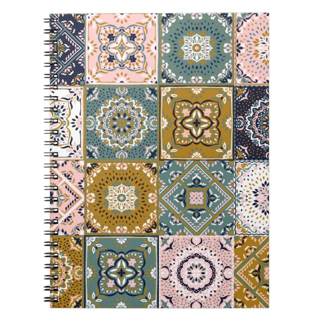 Talavera Indian: Patchwork, Ethnic Mosaic. Notebook (Front)