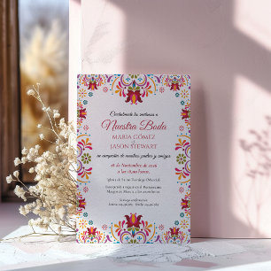 Talavera Majolica Colorful Floral Spanish Wedding Invitation