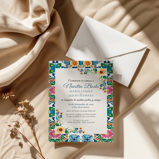 Talavera Majolica Sunflower Fiesta Spanish Wedding Invitation (Talavera Majolica Sunflower Fiesta Spanish Wedding Invitation)