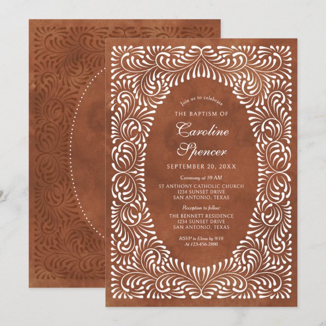 Talavera Mexican Baptism Invitation (Front/Back)