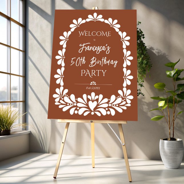 Talavera Mexican fiesta party welcome sign (Terracotta talavera Mexican fiesta birthday party welcome sign board personalized welcome sign)