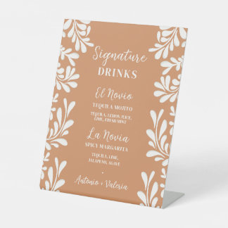 Talavera Mexican Wedding Signature Drinks Pedestal Sign