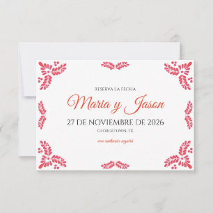 Talavera Orange Floral Minimalist Spanish Wedding Save The Date