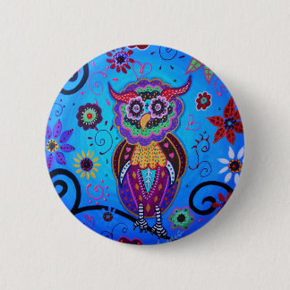Talavera Owl Mexican Painting Pinback Button