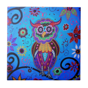 Talavera Owl Mexican Painting Tile