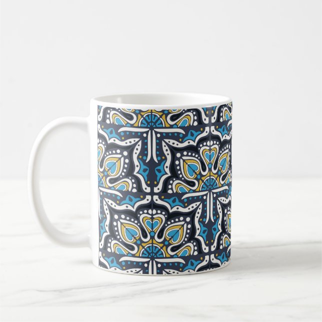 Talavera pattern. Indian patchwork. Azulejos portu Coffee Mug (Left)