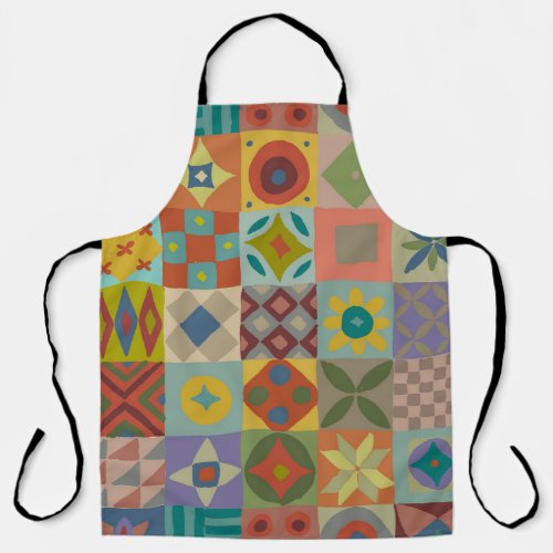 Talavera pattern Indian patchwork Turkish orname Apron