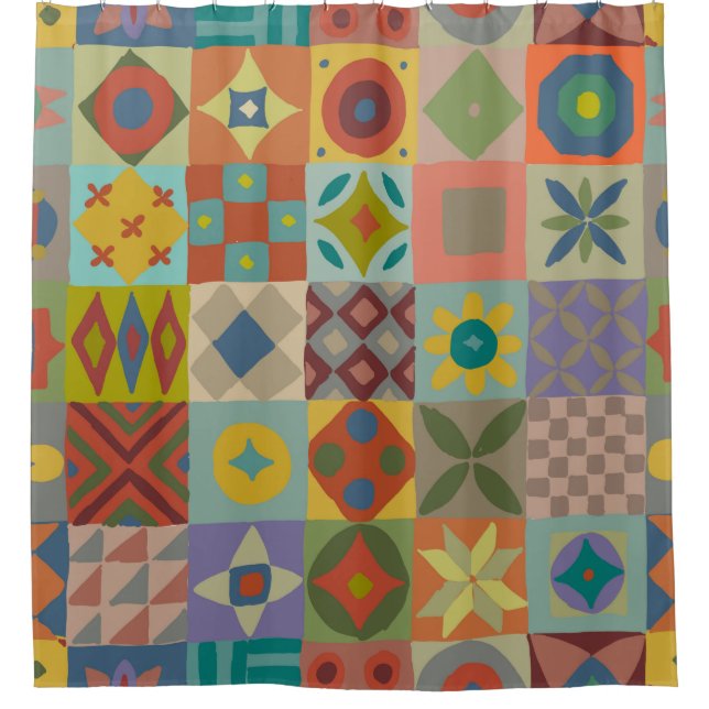 Talavera pattern. Indian patchwork. Turkish orname Shower Curtain (Front)