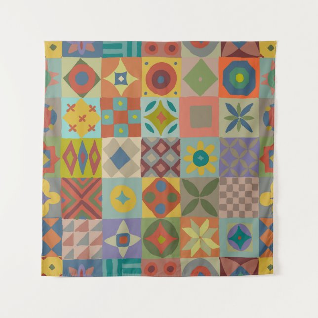 Talavera pattern. Indian patchwork. Turkish orname Tapestry (Front)