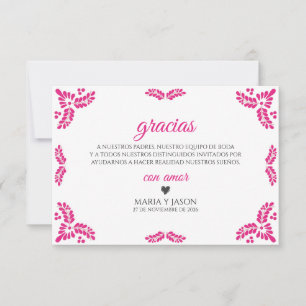 Talavera Pink Floral Minimalist Spanish Wedding Thank You Card
