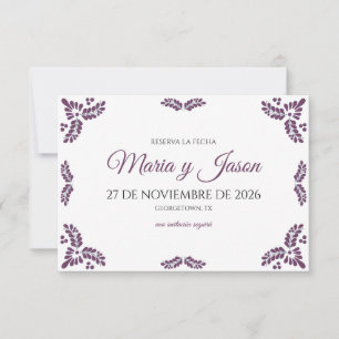 Talavera Purple Floral Minimalist Spanish Wedding Save The Date