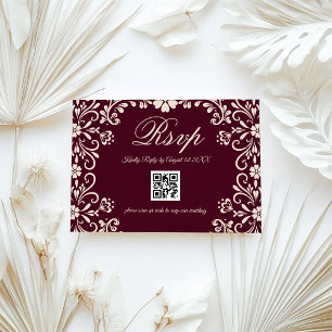 Talavera Red Mexican Wedding QR RSVP Card