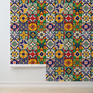 Talavera Spanish Mexico Colorful tiles Wallpaper