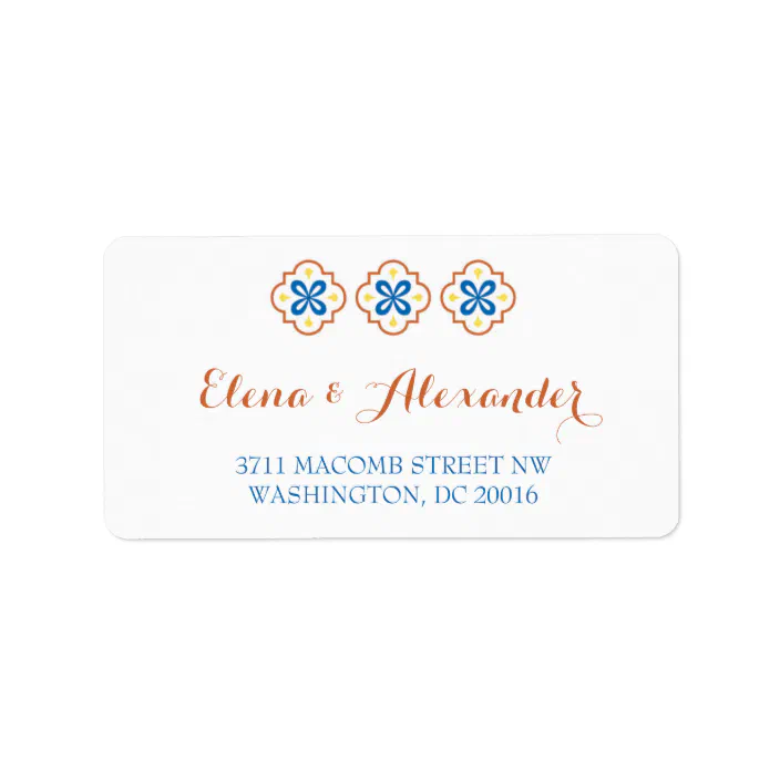 Talavera Spanish Tile Invitation Return Address Label | Zazzle.com
