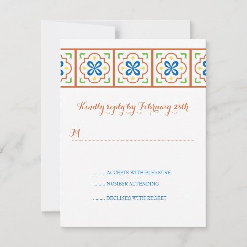 Talavera Spanish Tile Reply Card