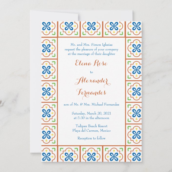 Talavera Spanish Tile Mexican Fiesta Wedding Invitation