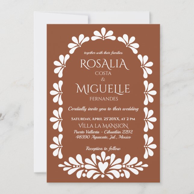 Talavera terracotta boho arch Mexican wedding Invitation (Front)