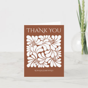 Talavera terracotta boho Mexican wedding Letterpress Thank You Card