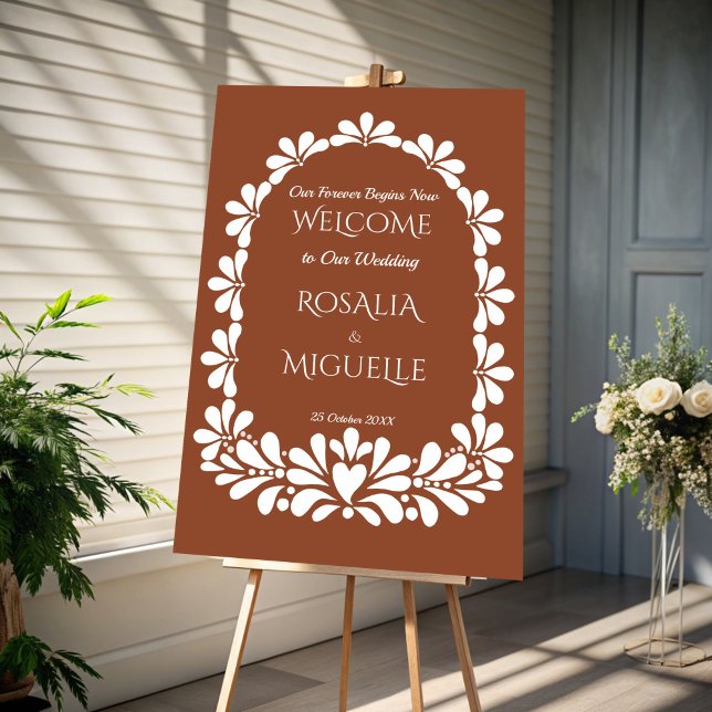 Talavera terracotta boho Mexican wedding welcome Foam Board (Talavera terracotta boho arch Mexican wedding welcome sign Board personalized entrance decor)