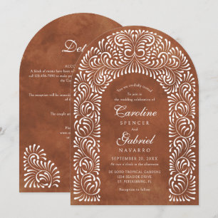 Talavera Terracotta Fiesta QR Code Wedding Invitation