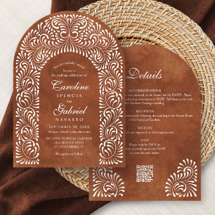 Talavera Terracotta Fiesta QR Code Wedding Invitation