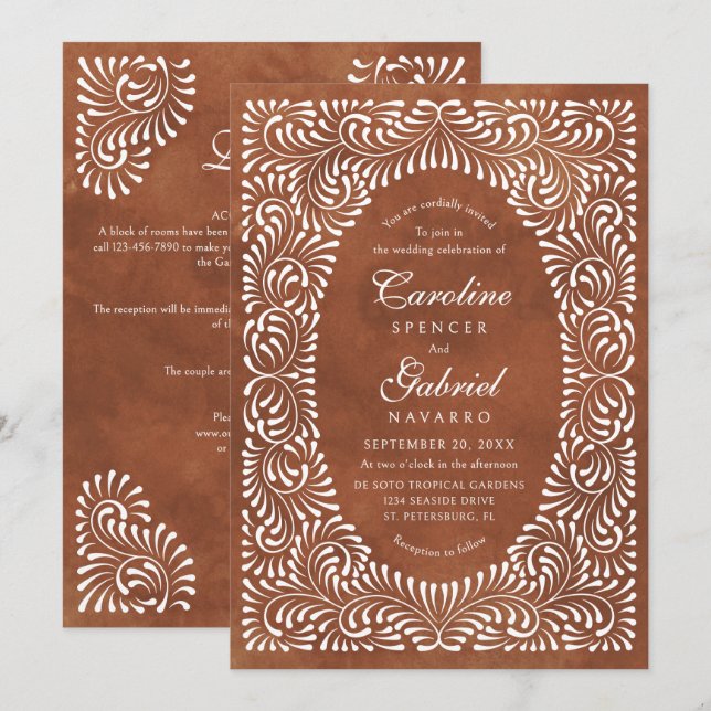 Talavera Terracotta Fiesta Wedding Invitation (Front/Back)
